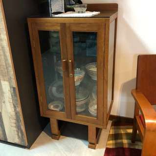 Vintage u-leg teak display cabinet