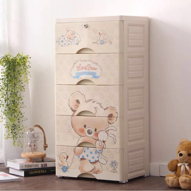 2 Designs Bear Design Kids Baby Lockable Cabinet Drawer Furniture Shelves Drawers On Carousell