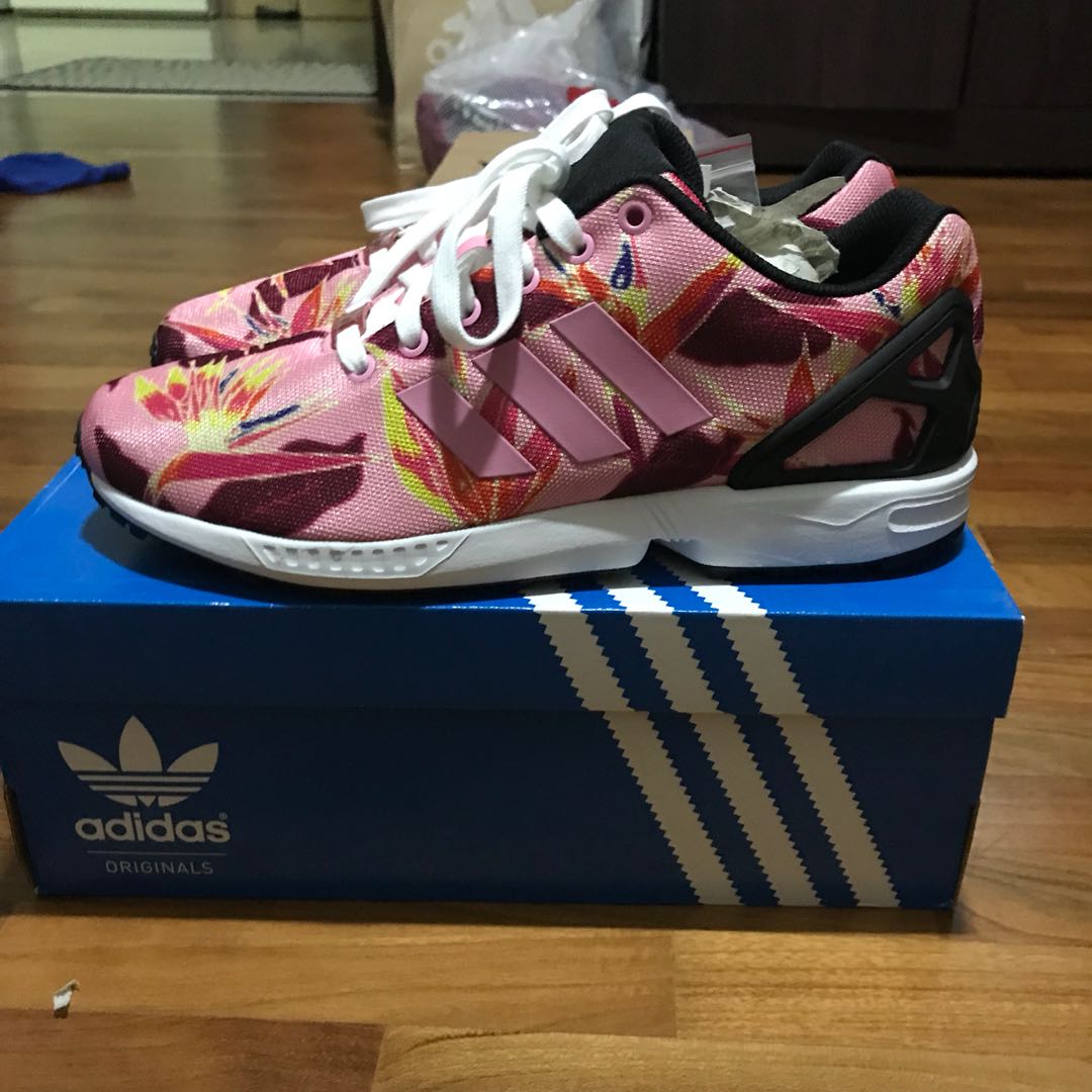Adidas ZX Flux floral pink Men s Fashion Footwear Sneakers on