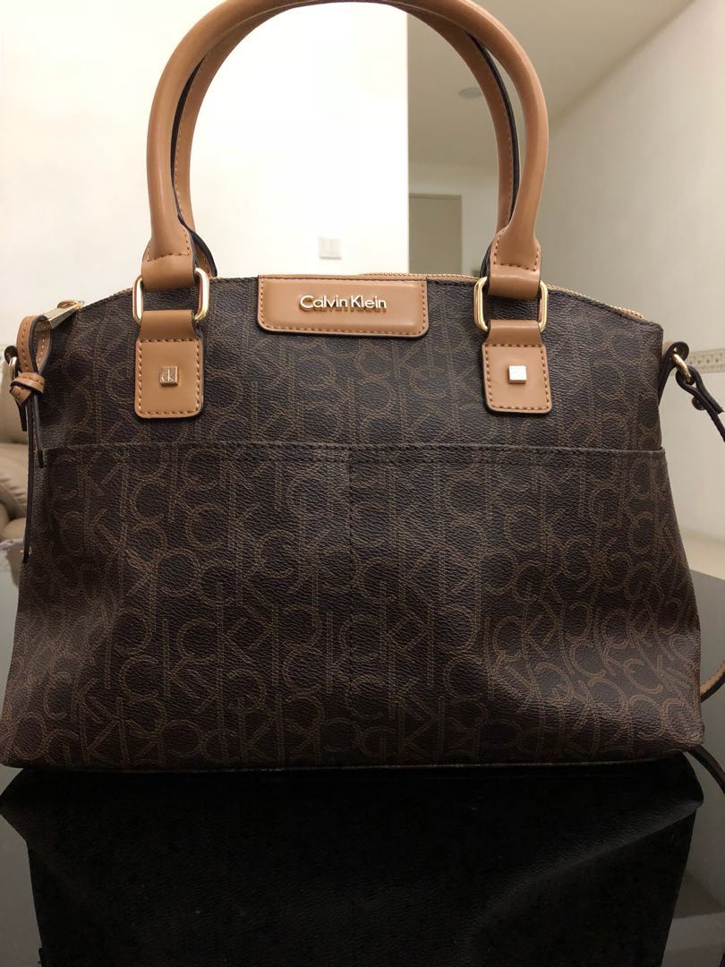 calvin klein hudson monogram satchel