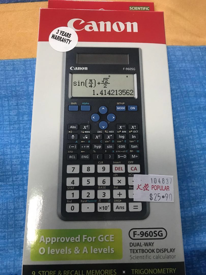 canon f960 sg calculator n o a levels
