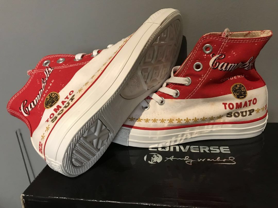 Converse Campbell soup Andy Warhol canvas high cut shoes, Men's Fashion,  Footwear, Dress Shoes on Carousell