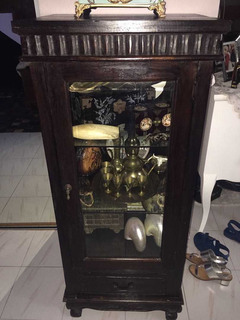Dark Wood Display Cabinet Furniture Shelves Drawers On Carou Dark Wood Display Cabinet Furniture