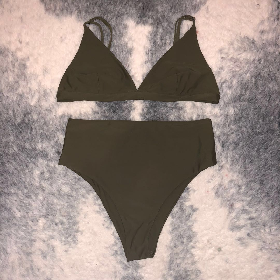 khaki high waisted bikini