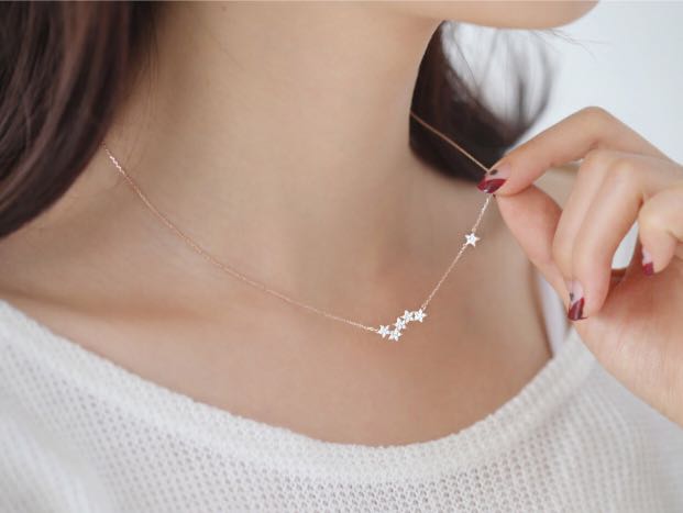 Rose Gold Female Simple Star Necklace Chain Pendant Japanese and Korean Accessory