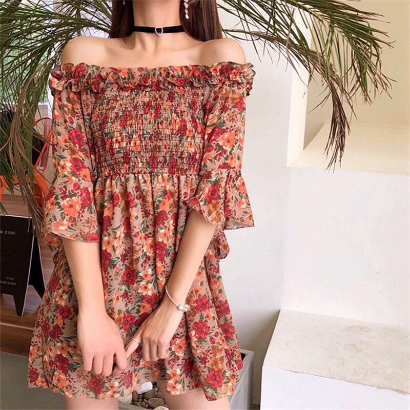 off the shoulder flowy dress