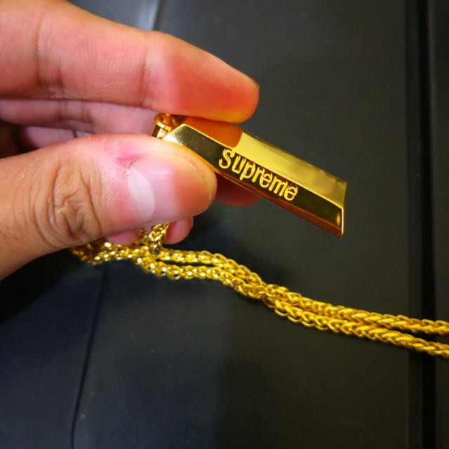 Supreme Gold Bar Pendant Necklace SS16(HK AAA), Men's Fashion 
