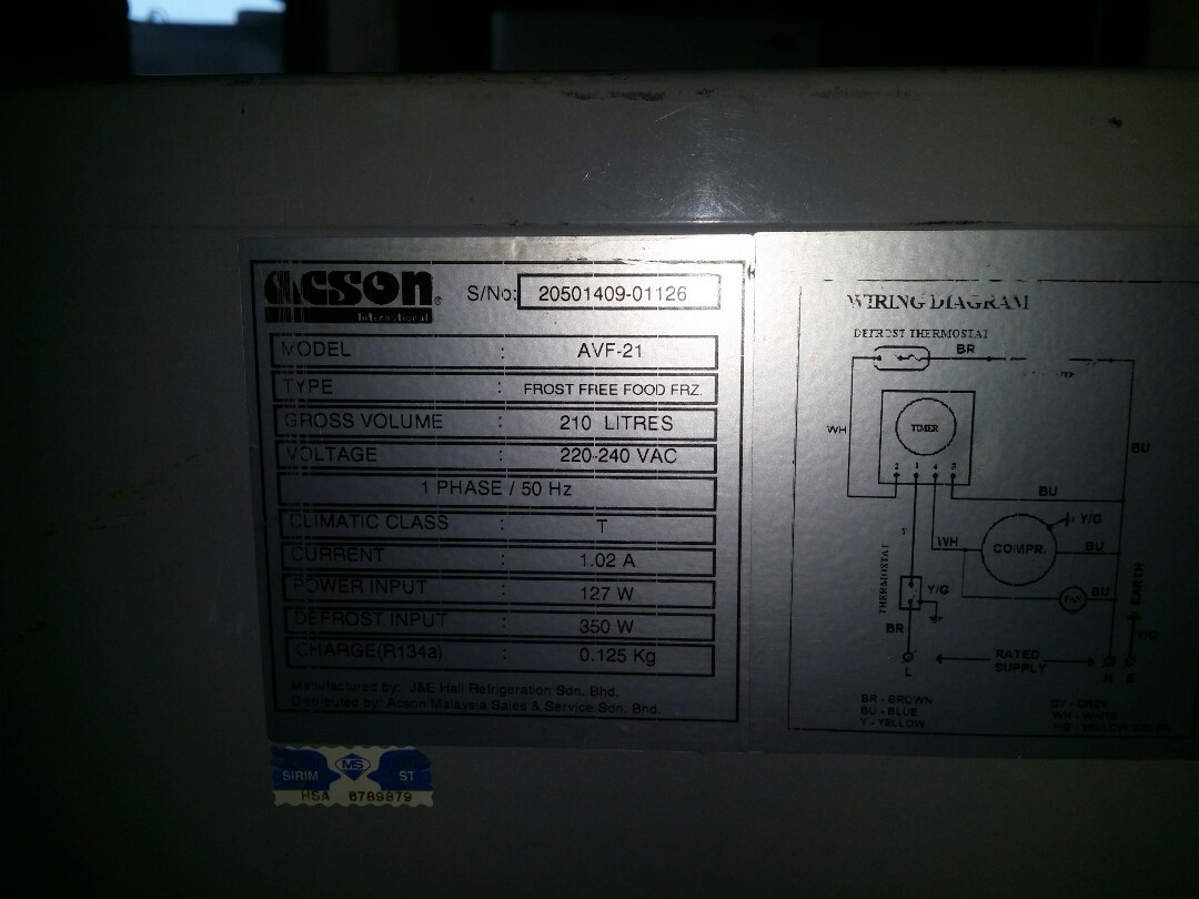 acson upright freezer