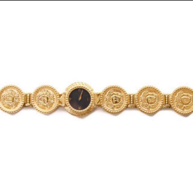 Versace Signature Medusa Head Vintage Gold Plated Coin Watch