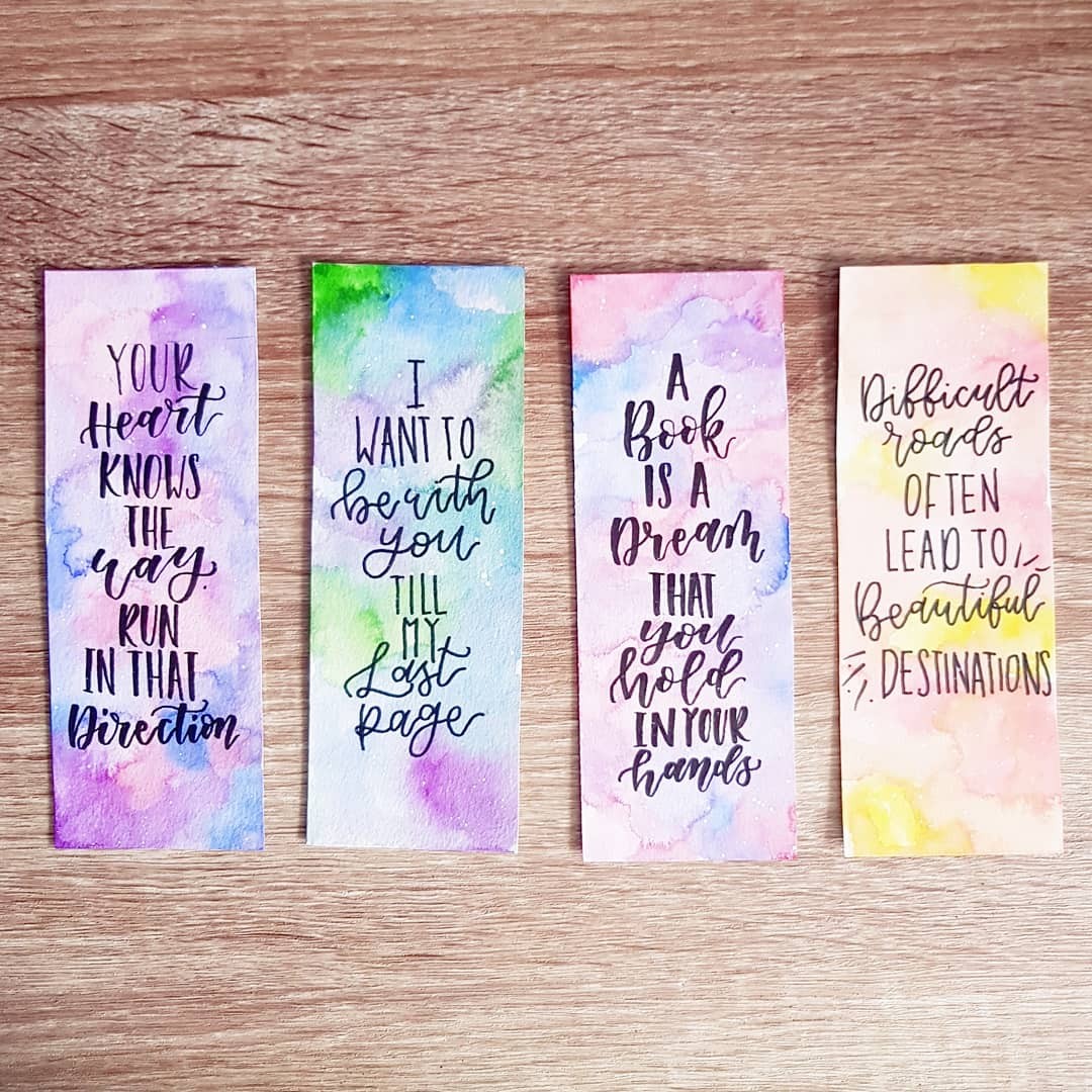 Watercolor Bookmarks with customized quote, Hobbies & Toys, Stationery