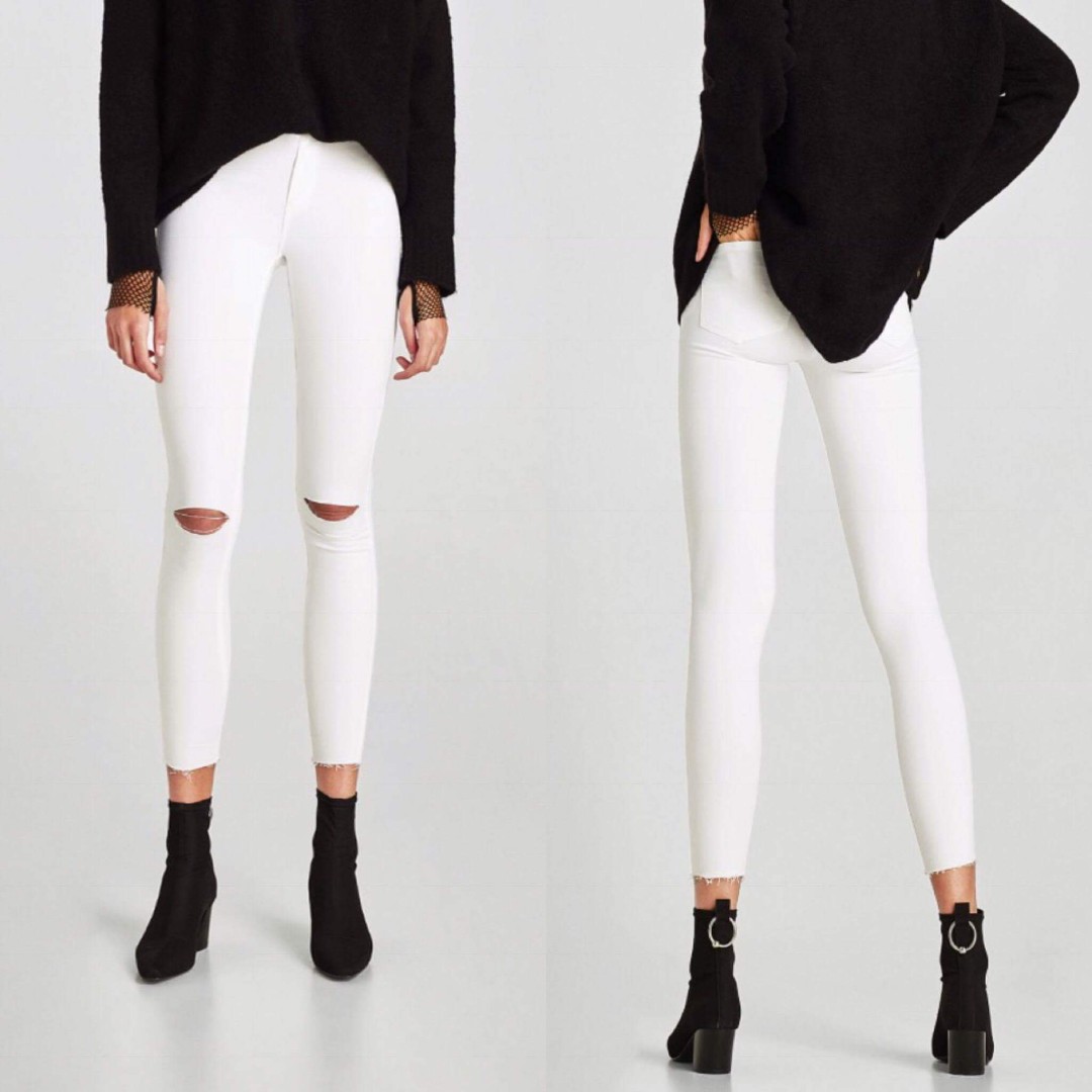 Zara Ripped High Rise Jeggings On Carousell
