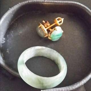 Brand New Jade Ring, Ear Ring And Banger