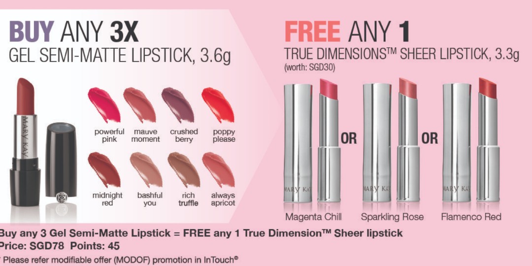 4x Lipstick Mary Kay Promo 3 Semi Matte Gel Lipstick Free 1 True Dimension Sheer Lipstick Marykay Great Sale Promo Health Beauty Makeup On Carousell