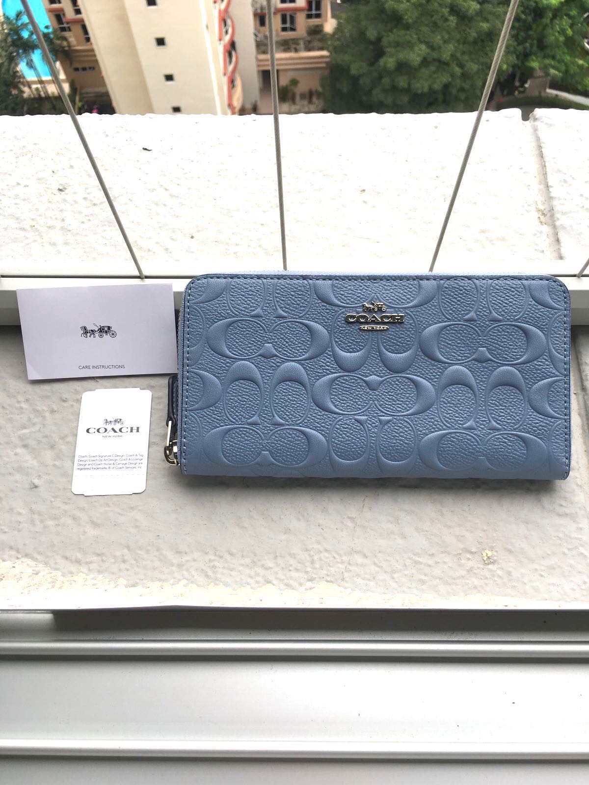 light blue coach wallet