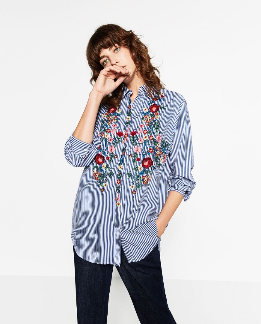 zara floral embroidered top