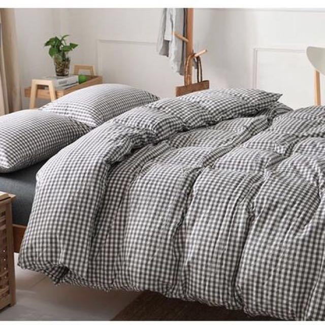 Free Cushion Cover Muji Style Bed Sheet Full Set Black Furniture Photo