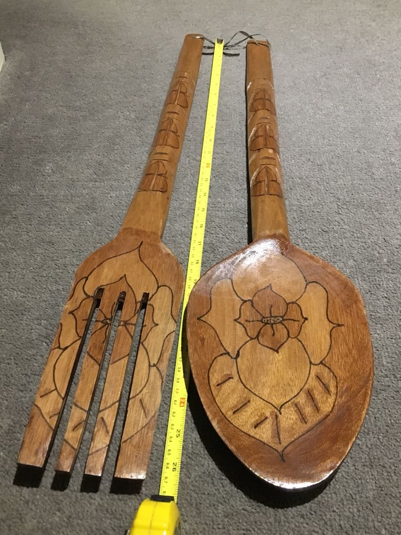 Giant Wooden Spoon And Fork 27 4 68cm Wall Decor Home Giant Wooden Spoon And Fork 27 4 68cm Wall Decor Home Furniture On Carou