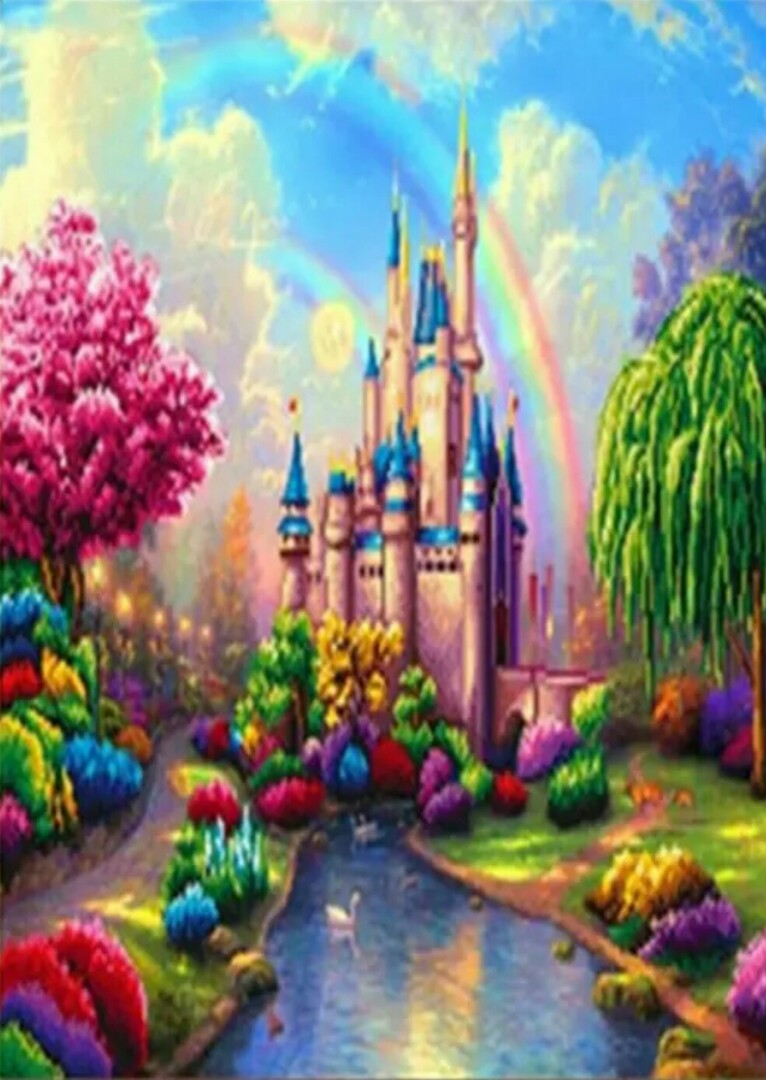 Rainbow Castle 5d Diamond Art Painting Diy Furniture Home Decor