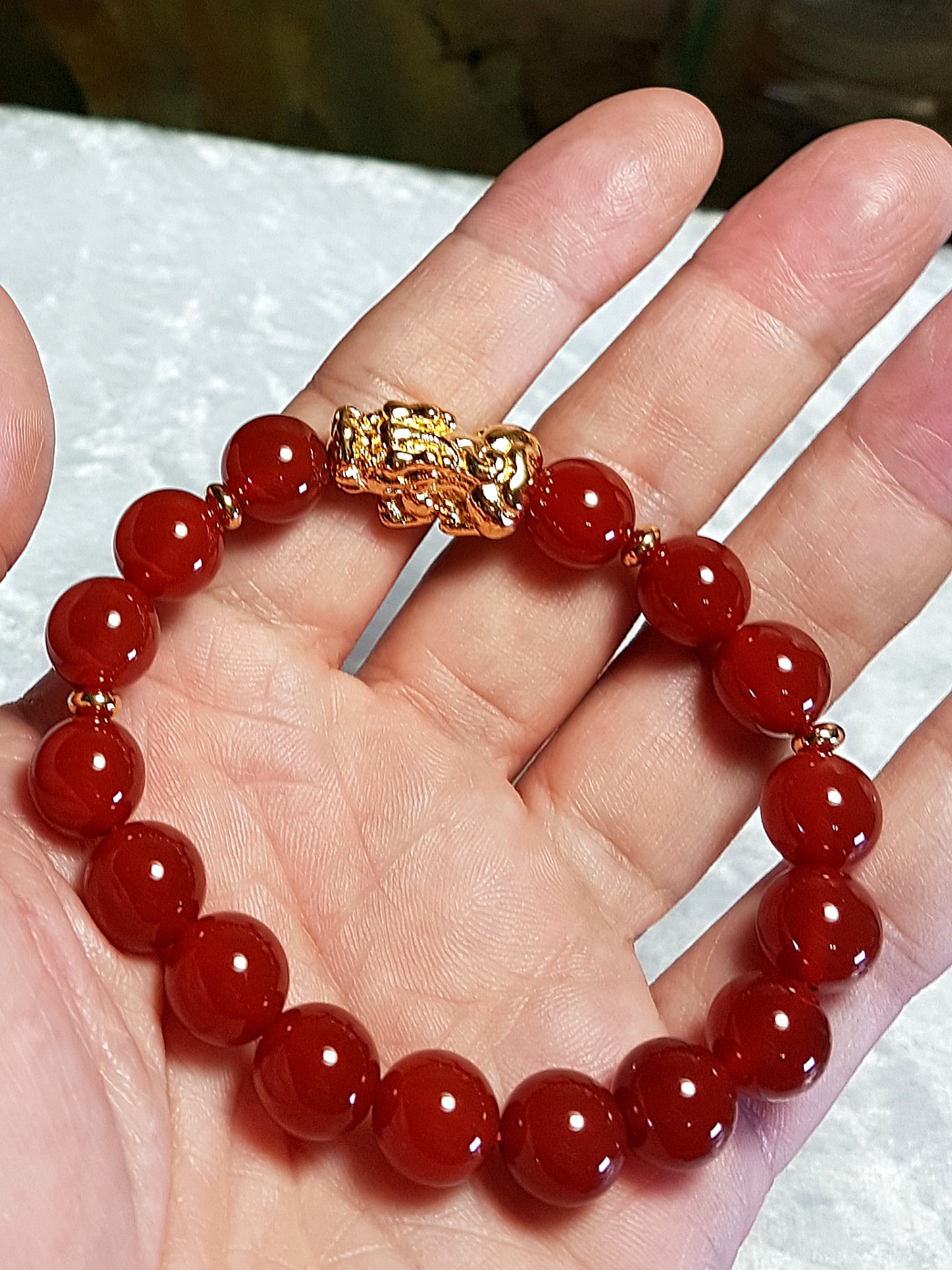 10mm Red Agate Pi Xiu bracelet Natural Crystal Men s