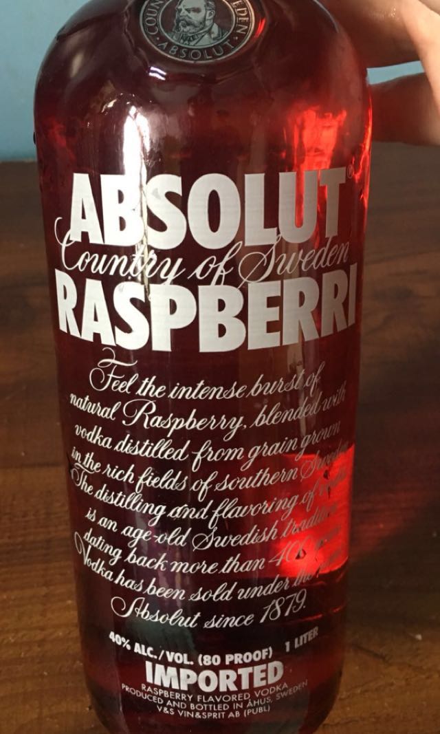 Absolut Raspberri Raspberry Vodka 1000ml, Food & Drinks, Alcoholic