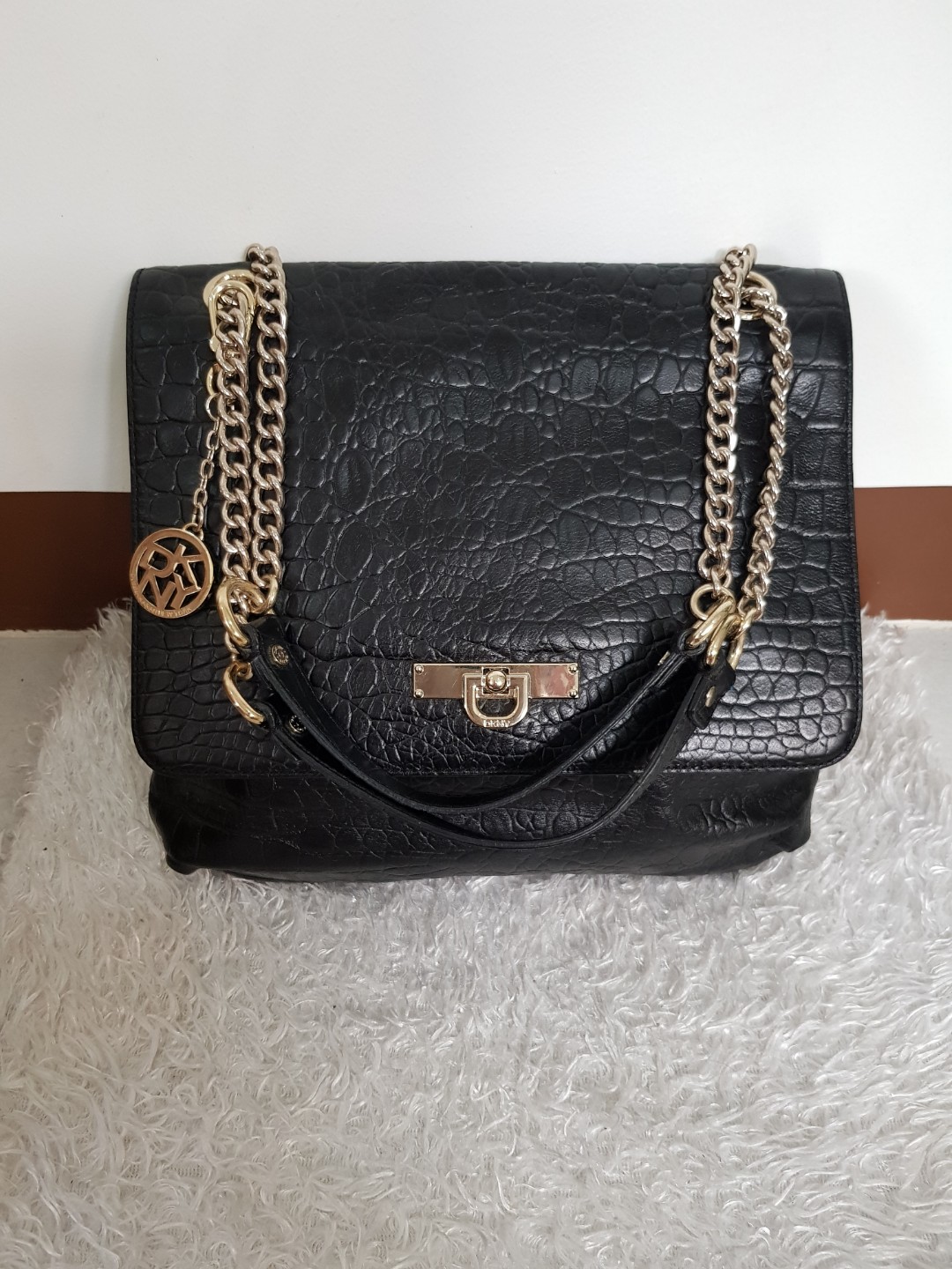 dkny black chain bag