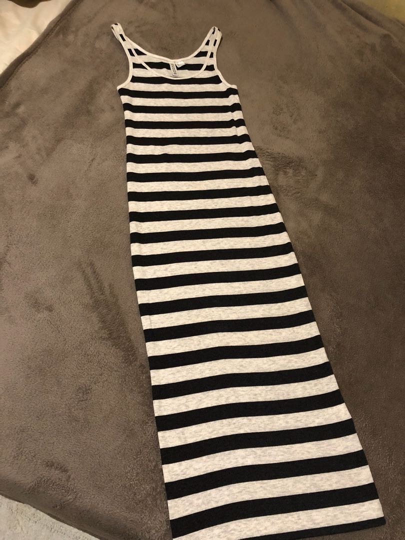 h&m striped midi dress