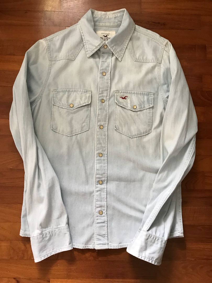 Hollister denim shirt mens hotsell