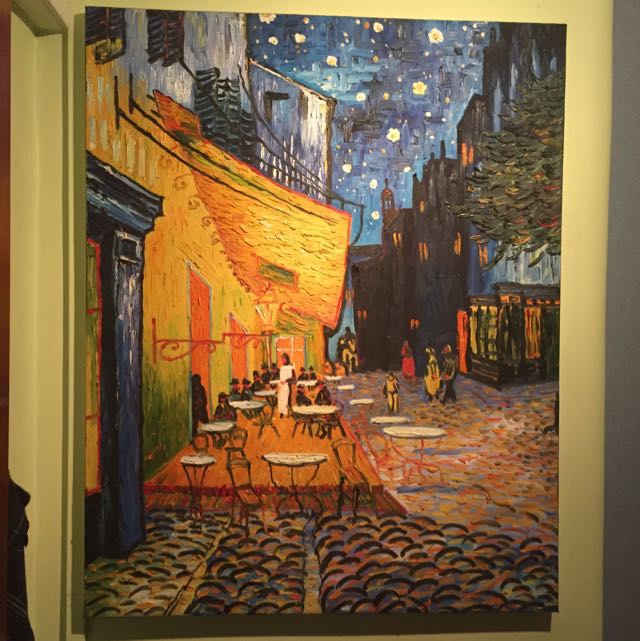 Van Gogh Replica Textured Painting Cafe Terrace At Night Design