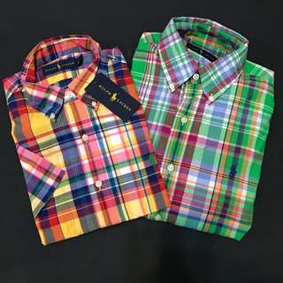 Ralph Lauren polo 短袖 格子 襯衫 s號 170/92A