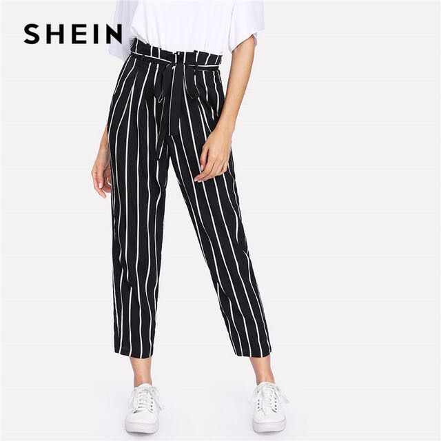 black vertical striped pants