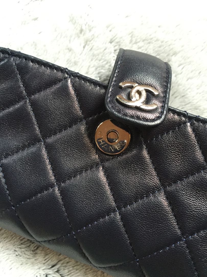 CHANEL Lambskin Quilted Mini Phone Holder Clutch, Luxury, Bags