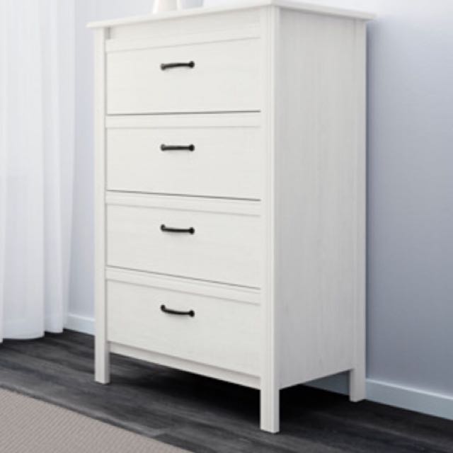 Ikea Brusali White Chest Of 4 Drawers Furniture Shelves