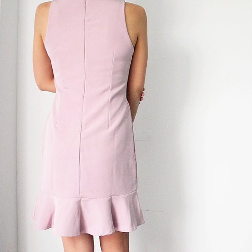 Light pink work dress with ruffles bottom, Women's Fashion, Dresses