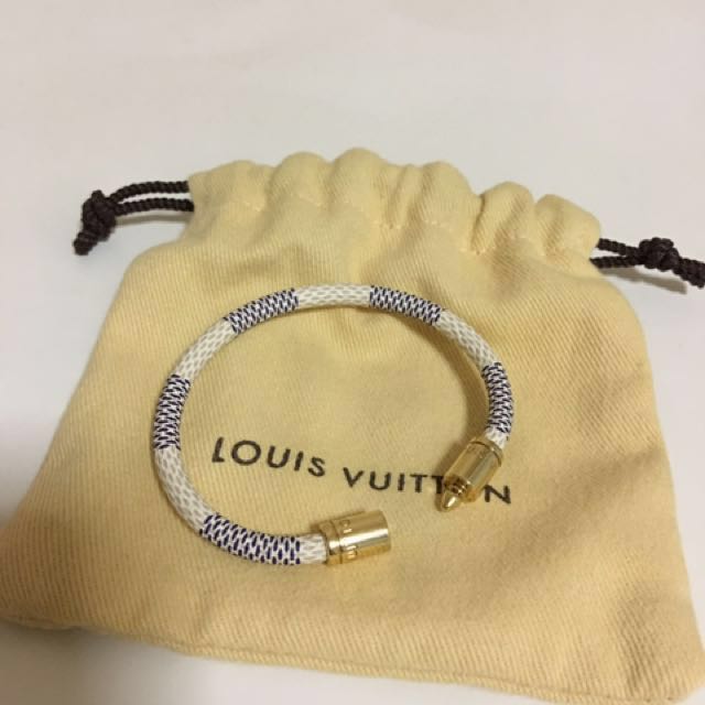 Louis Vuitton Keep It Bracelet Damier Azur White/Blue in Coated Canvas with  Gold-tone - GB