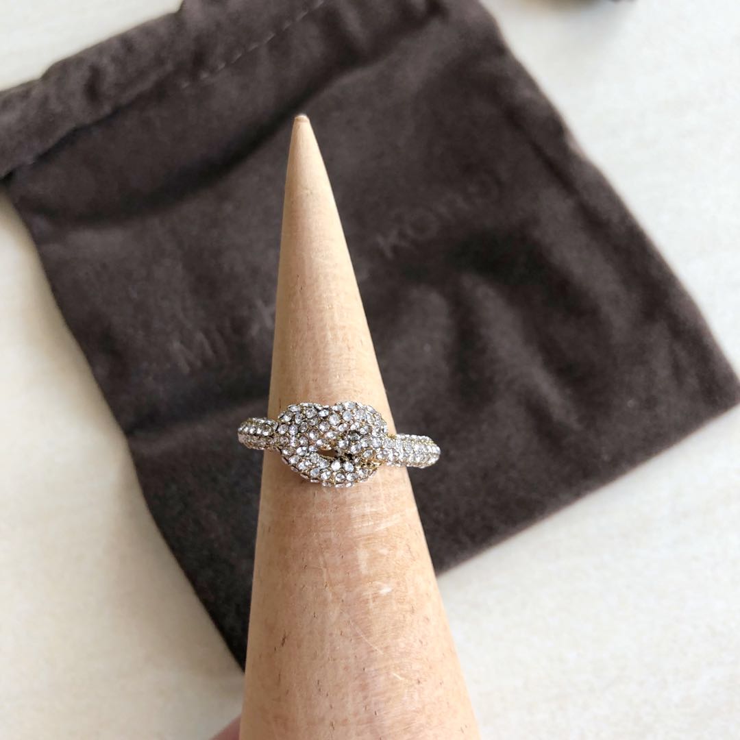 Michael Kors Pave Gold Tone Brilliance Knot Ring Size 6