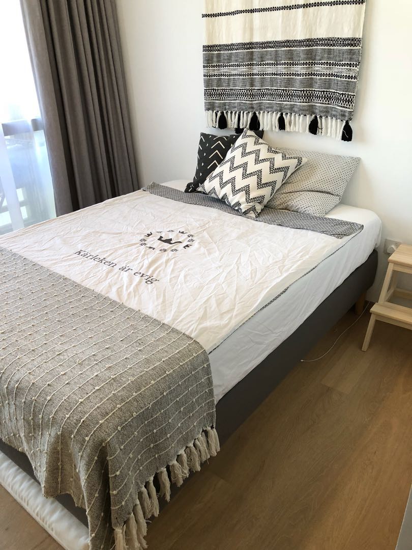 Queen bed with mattress IKEA, like new, Furniture & Home Living