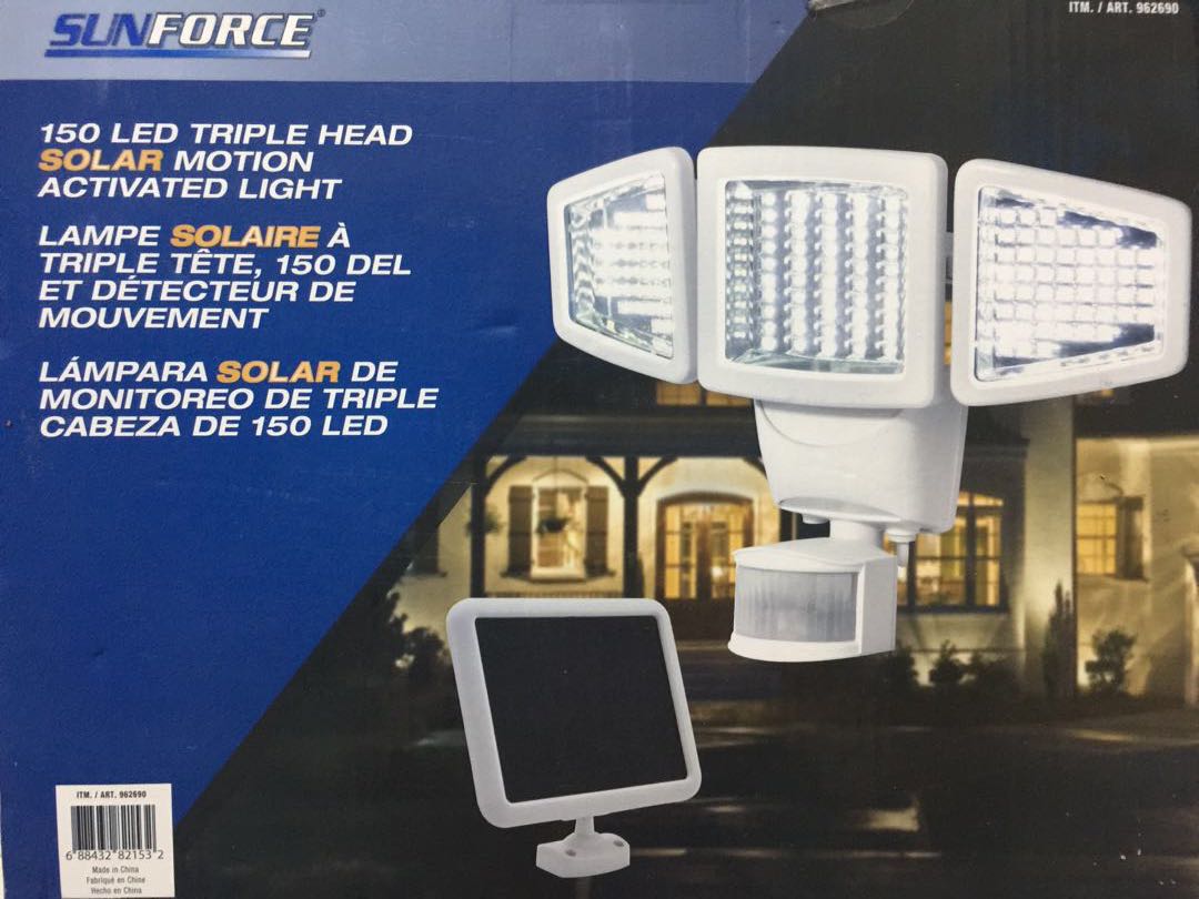 Sunforce 150 LED Triple Head Solar Motion Light Furniture Home