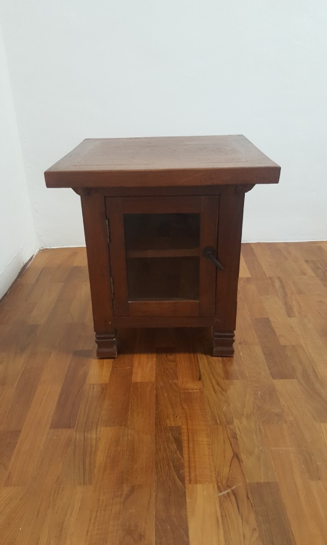 Teak Wood Bedside Table, Furniture & Home Living, Furniture, Tables & Sets on Carousell