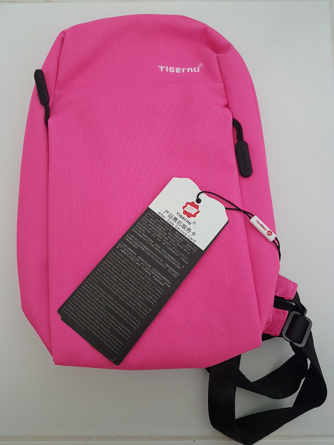 pink company backpack