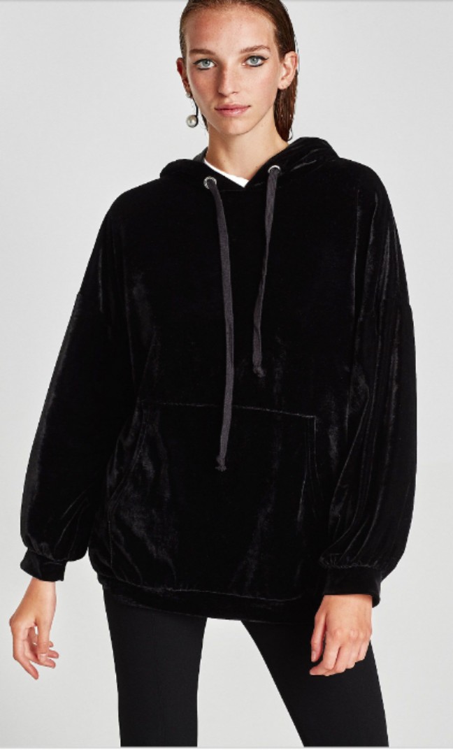 Zara velvet hoodie pullover, Women's 