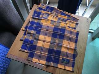 橙藍色格仔圖案綿餐枱布墊 orange blue check pattern dining table mats