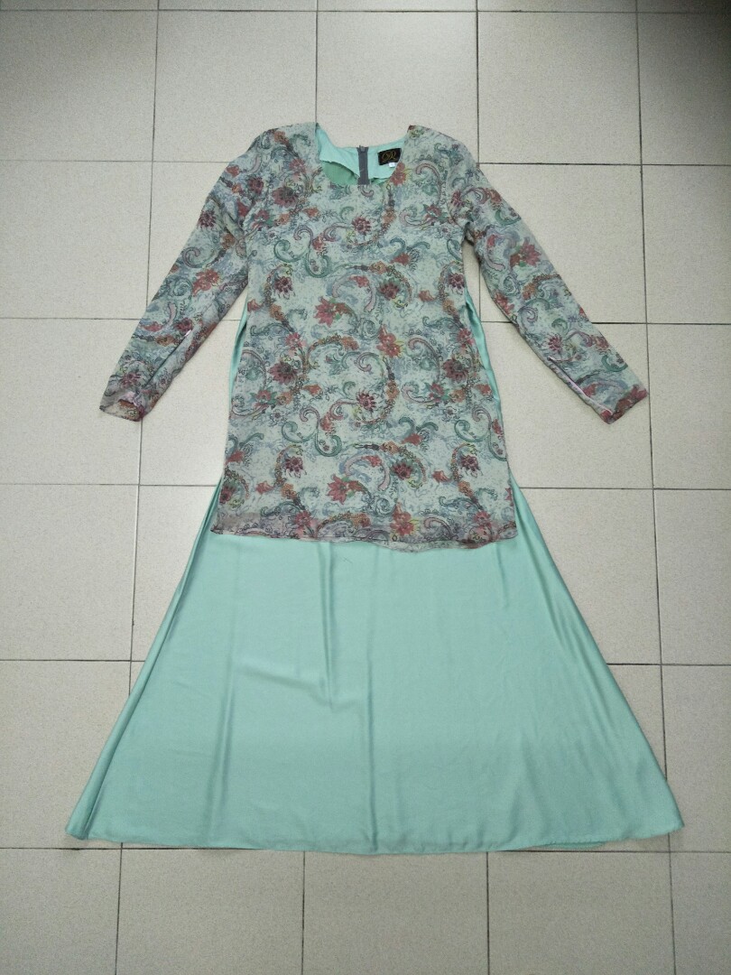 baju kurung moden mint green