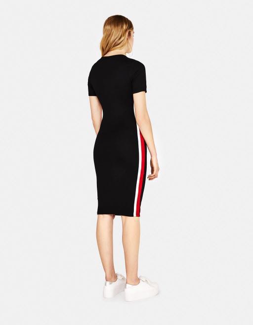 Black dress with top side stripe