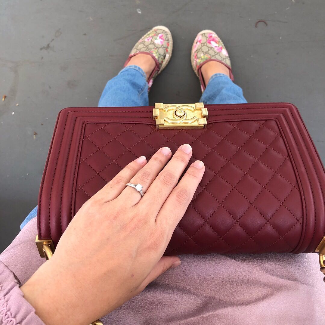 chanel boy burgundy