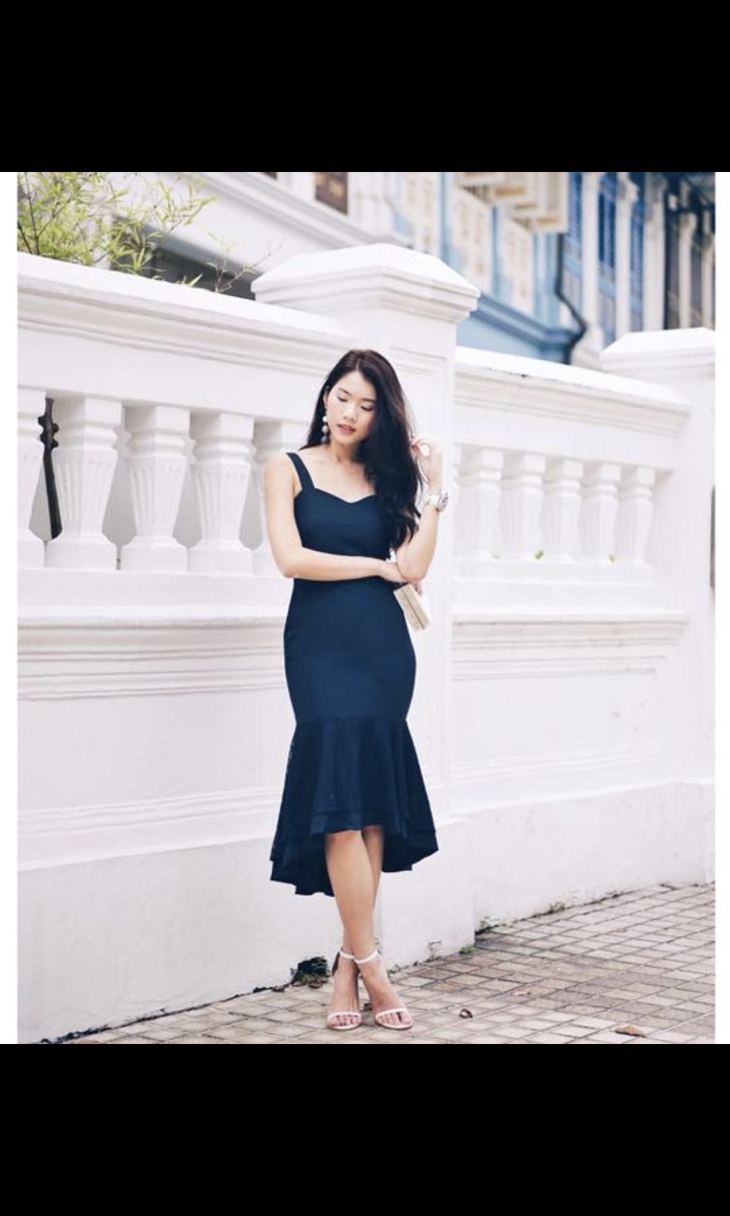 Loft navy lace dress top