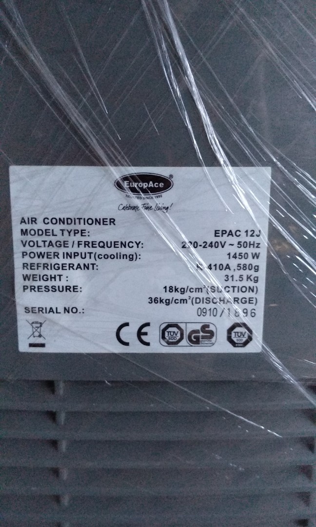 Europace Portable Aircon Epac 12J, TV & Home Appliances, Air ...