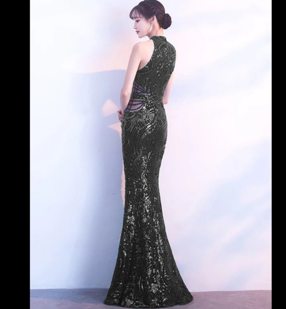 black shimmer evening gown