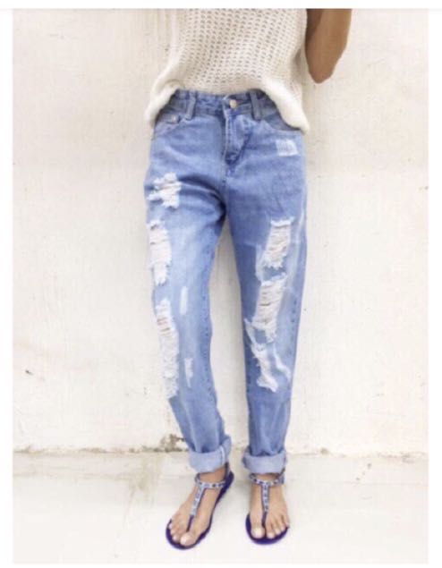 loose tattered jeans