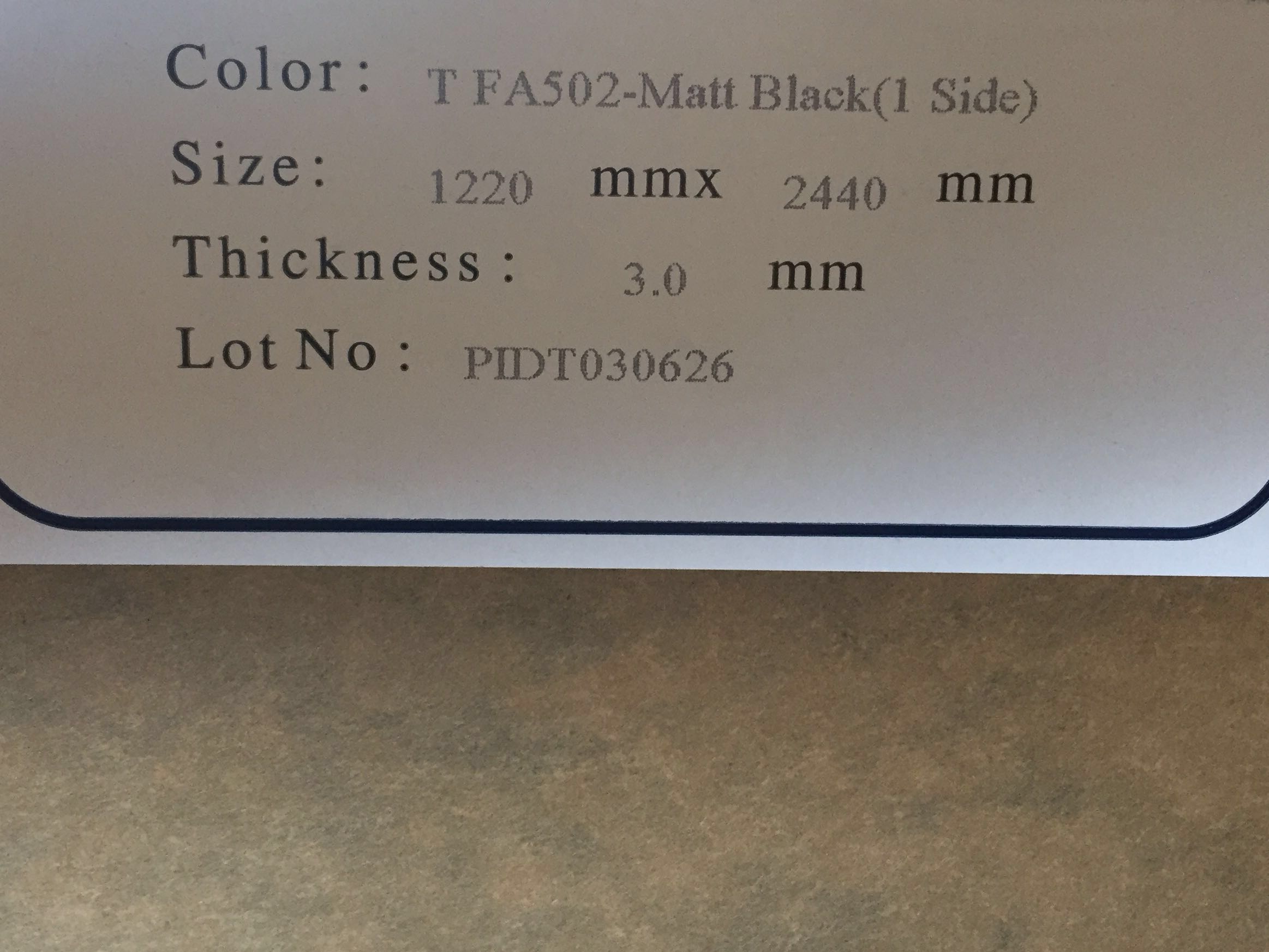 Matte Black 900 x 1800 x 3mm thick Acrylic Sheet , Hobbies & Toys