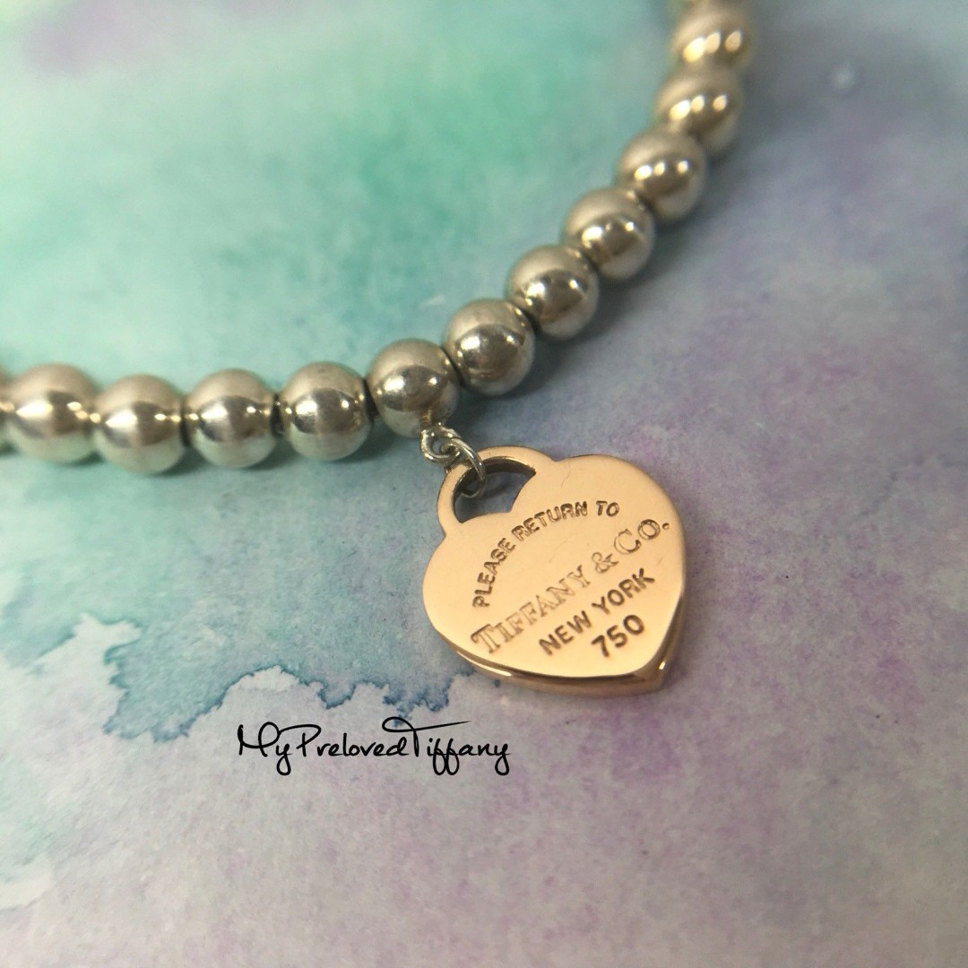 tiffany bead bracelet with heart charm
